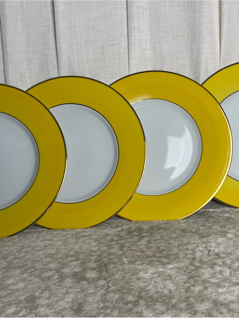 Porcelaines M P Samie-Limoges Yellow Charger Plates- Set of 4